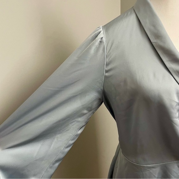Aritzia Babaton Hyde Mini Dress Collared Satin Wrap Dress Light Blue Size Small - Picture 3 of 8